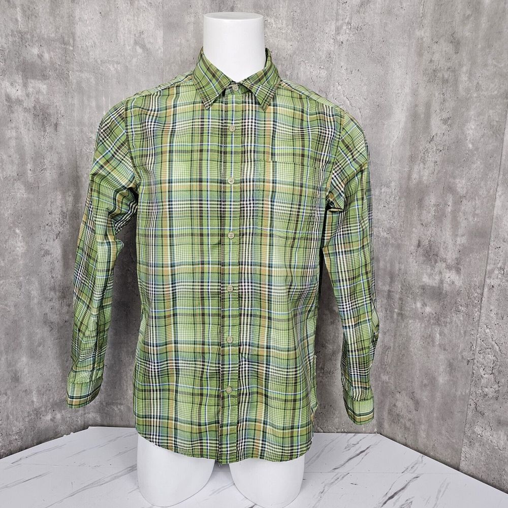 Exofficio Mens M BugsAway Insect‎ Sheild Covas Green Plaid Long-Sleeve Shirt